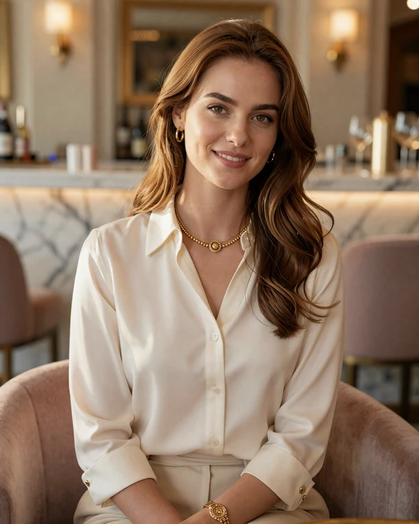 Attractive woman in an elegant Highland Park Dallas lounge