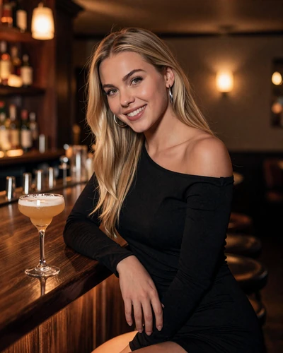 Hannah, 22, from Portland, in a craft cocktail bar