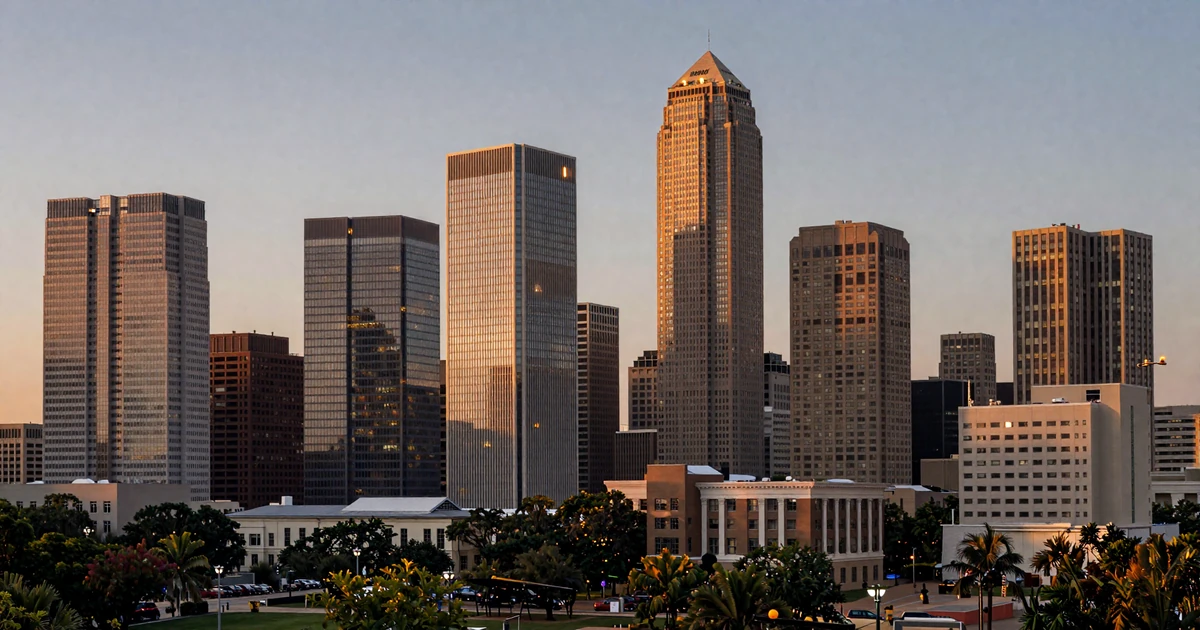Houston downtown skyline at dusk