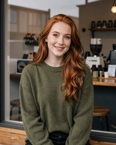 Chloe, 24, from Portland, in a coffee shop
