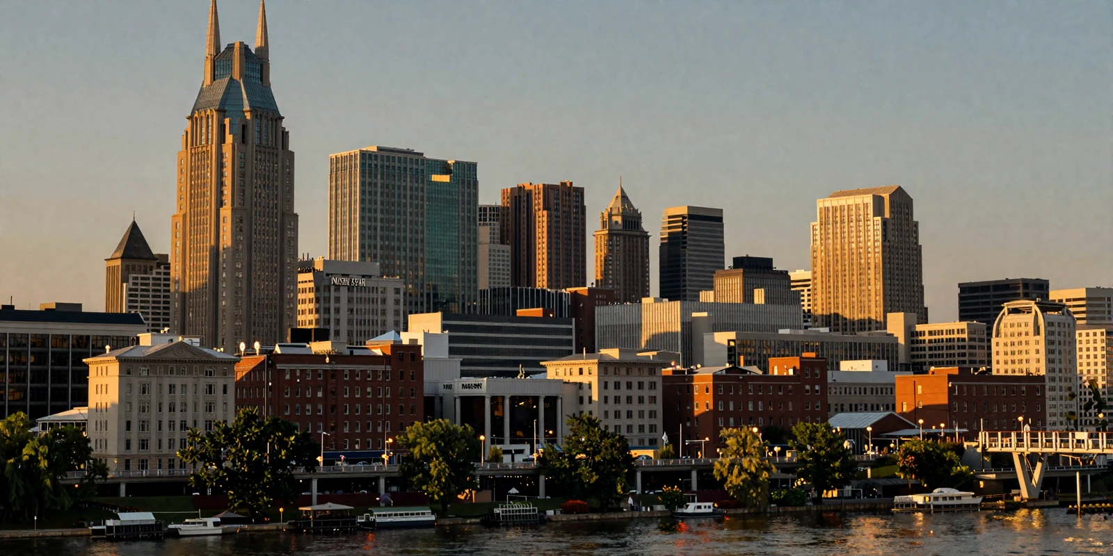 Nashville downtown skyline at dusk