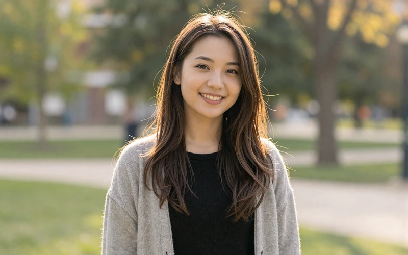 Woman smiling in a sunny park