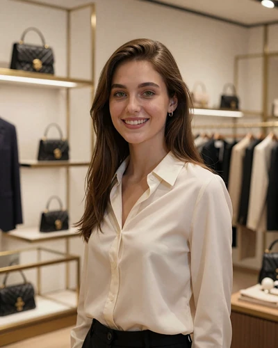 Sophia, 23, from Chicago in a luxury boutique